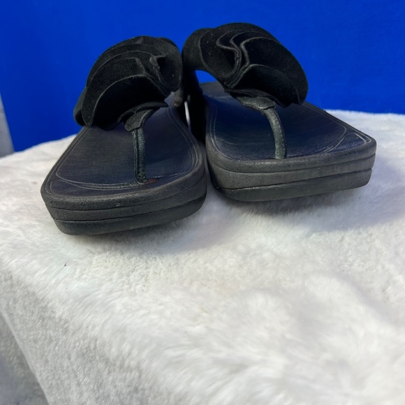 |•FITFLOP•| Black Leather Flower Comfort Sandals Size 9 - Picture 7 of 14